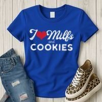I Love Milfs And Cookies Gift Funny Cougar Lover Joke Gift Women's T-Shirt thumb 3