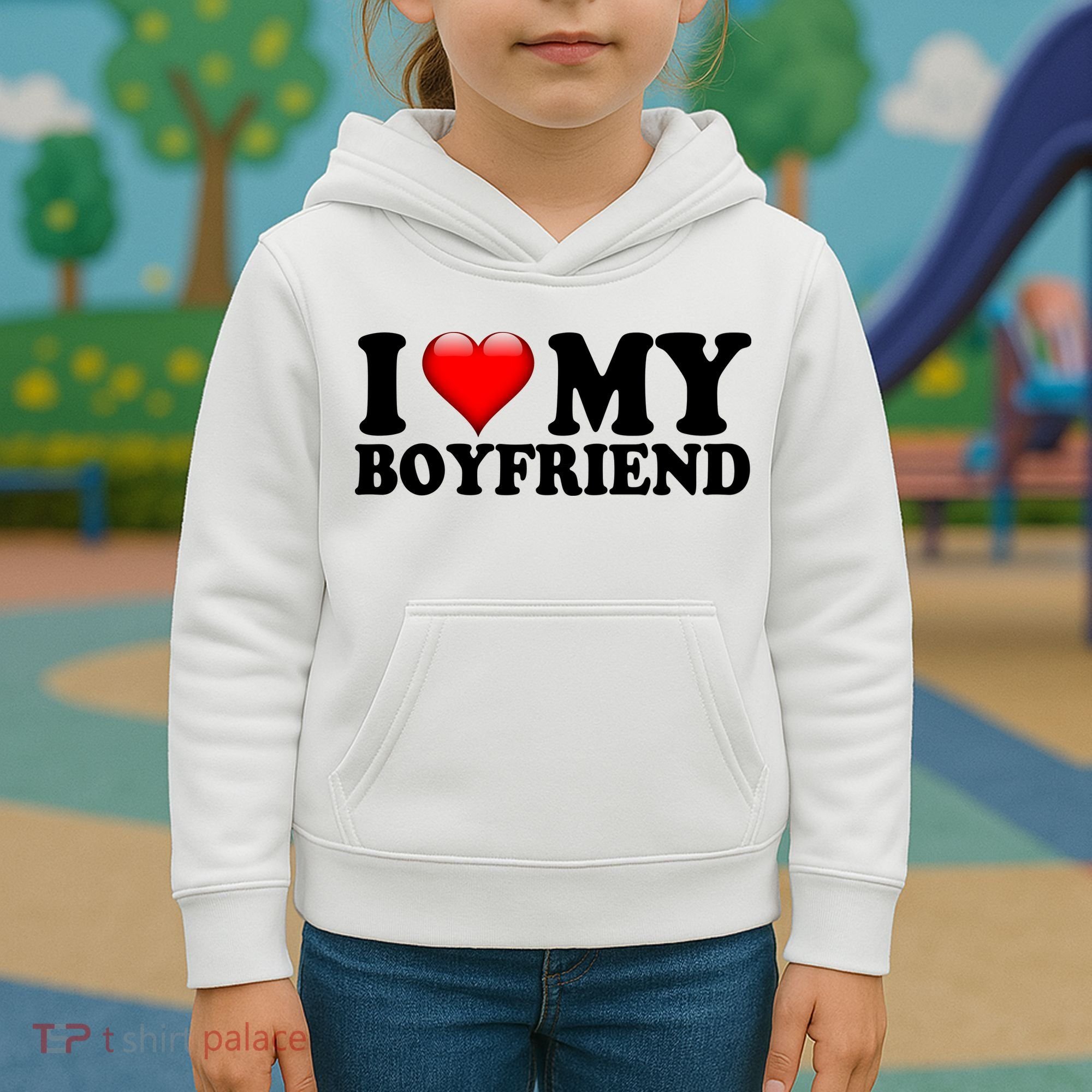 I Love My Boyfriend Kids Hoodie
