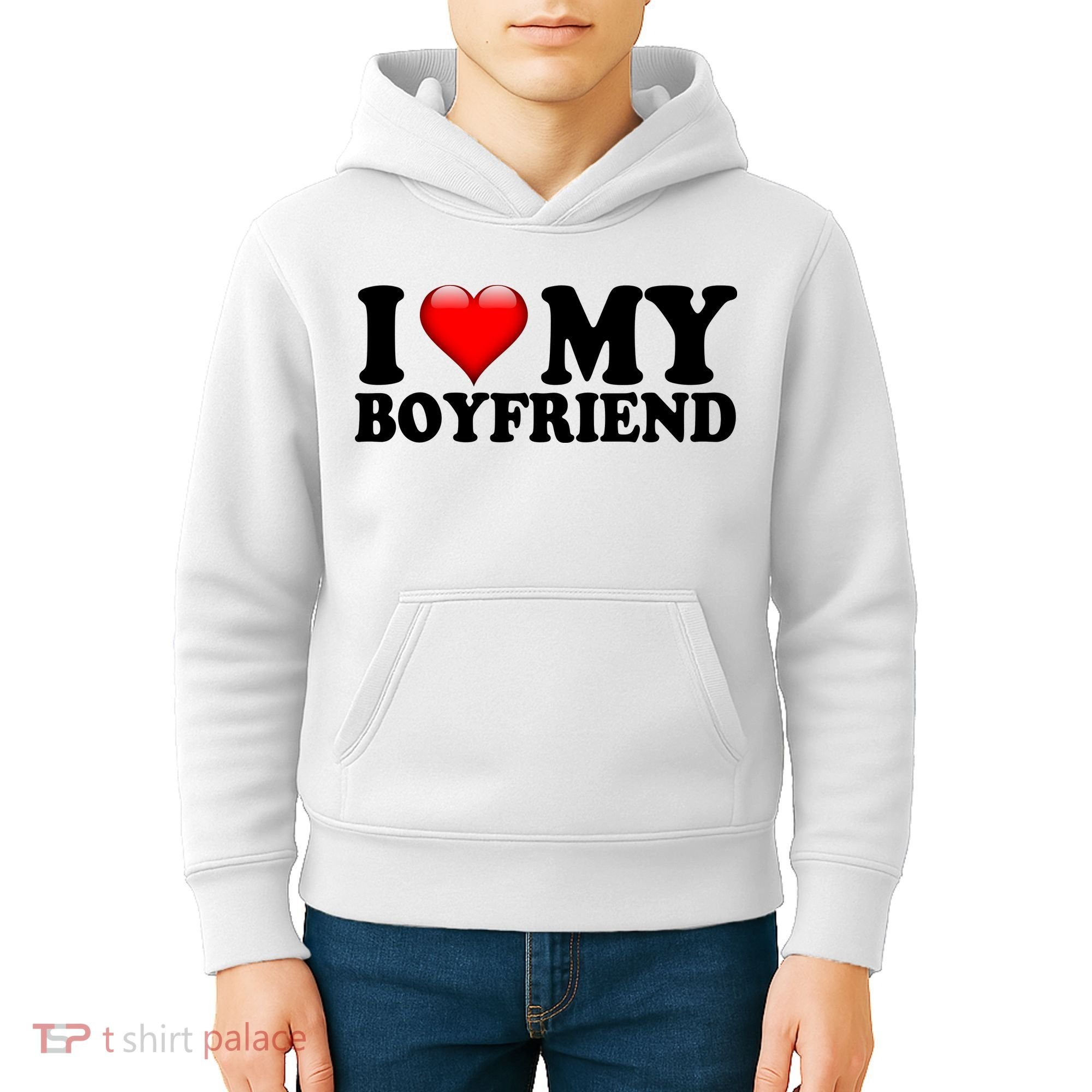 I Love My Boyfriend Kids Hoodie