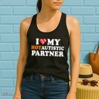 I Love My Hot Autistic Partner Cute Valentines Day Women's Tank Top thumb 2