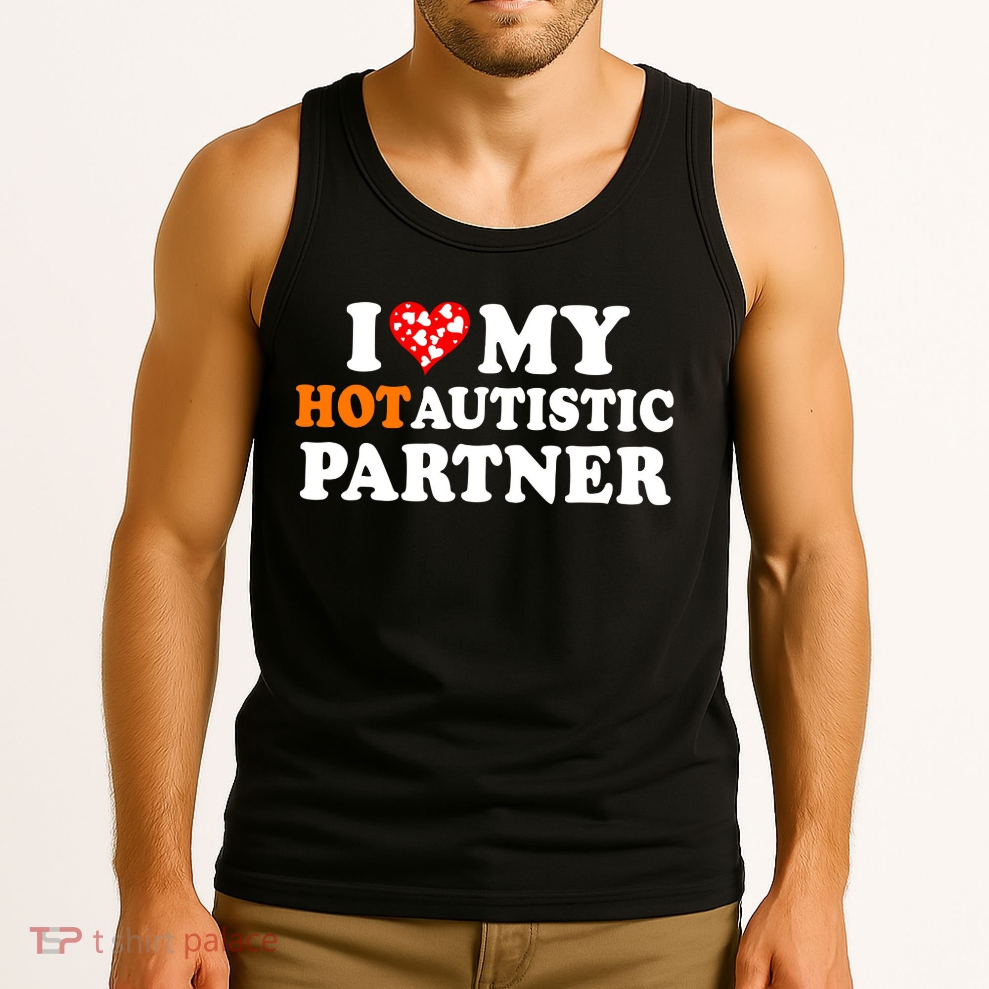 I Love My Hot Autistic Partner Cute Valentines Day Tank Top