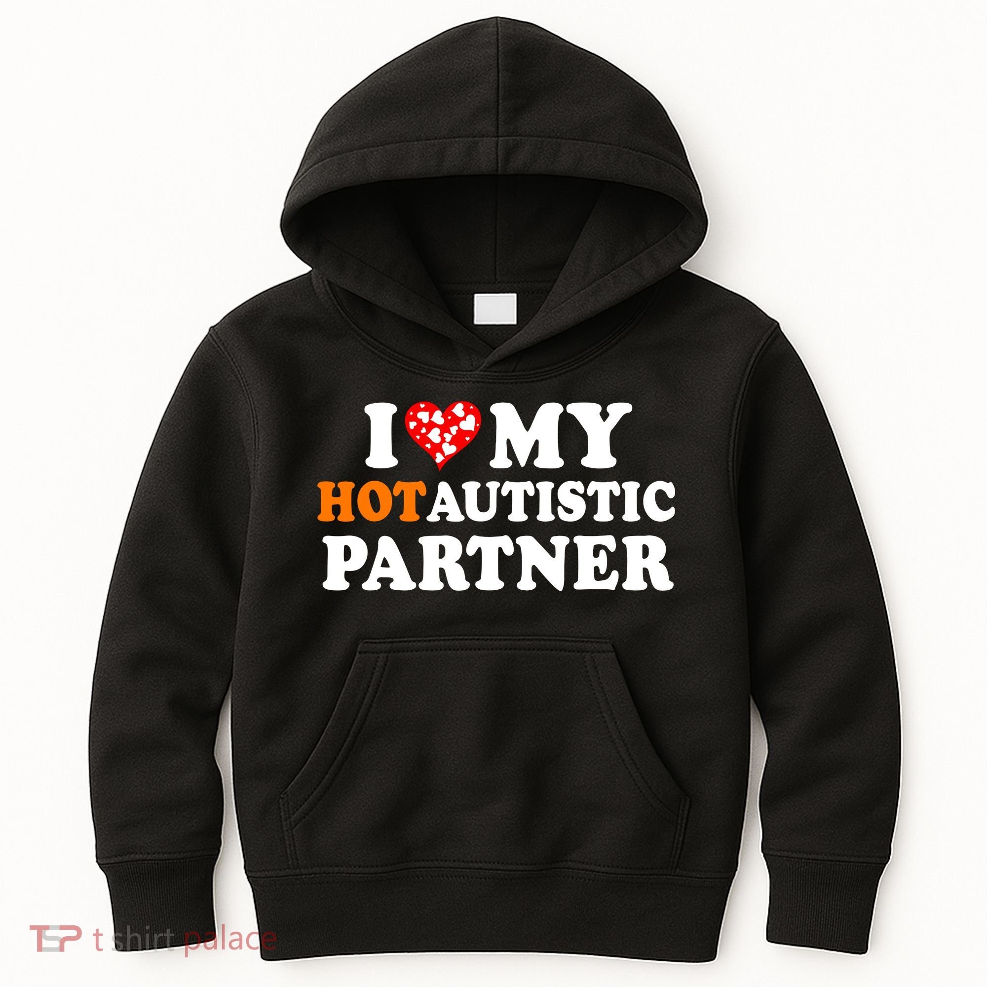 I Love My Hot Autistic Partner Cute Valentines Day Kids Hoodie