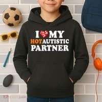 I Love My Hot Autistic Partner Cute Valentines Day Kids Hoodie thumb 2