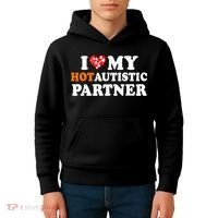 I Love My Hot Autistic Partner Cute Valentines Day Kids Hoodie thumb 4