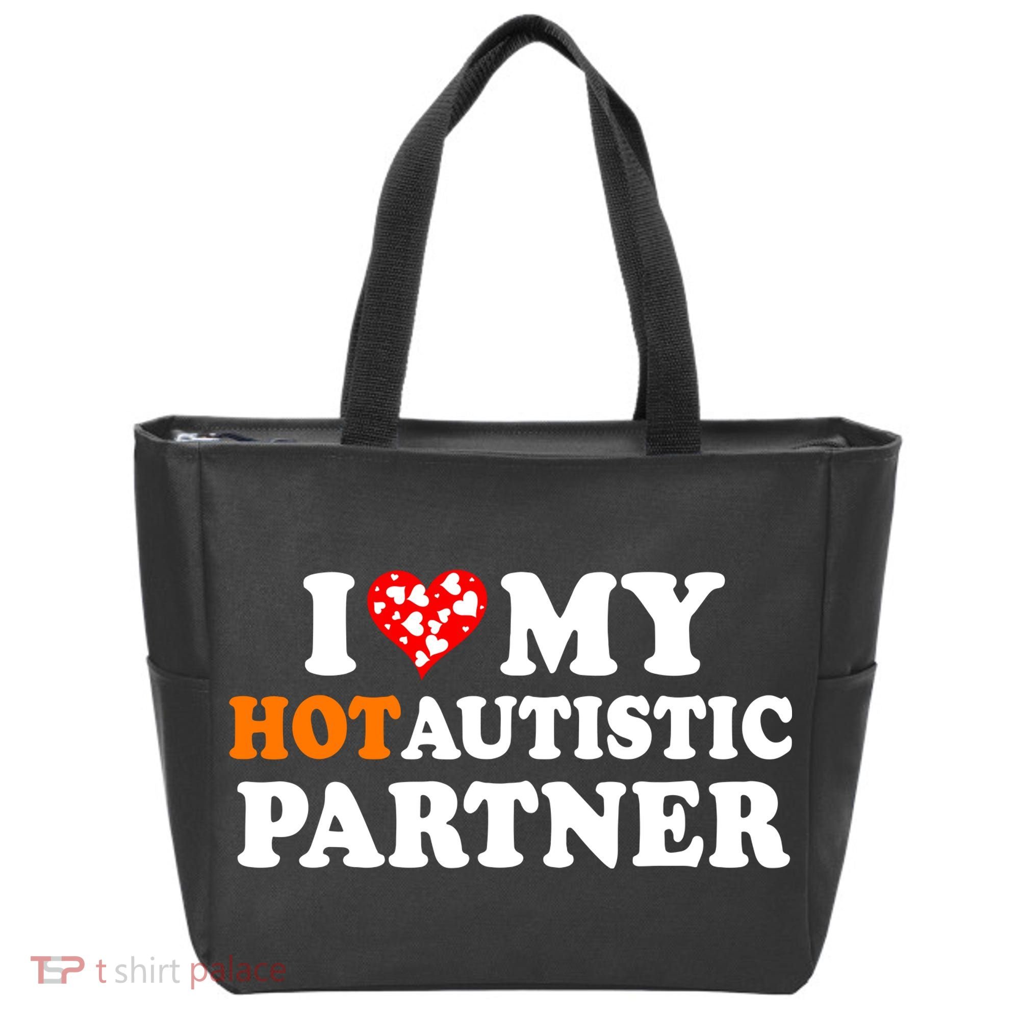 I Love My Hot Autistic Partner Cute Valentines Day Tote Bag