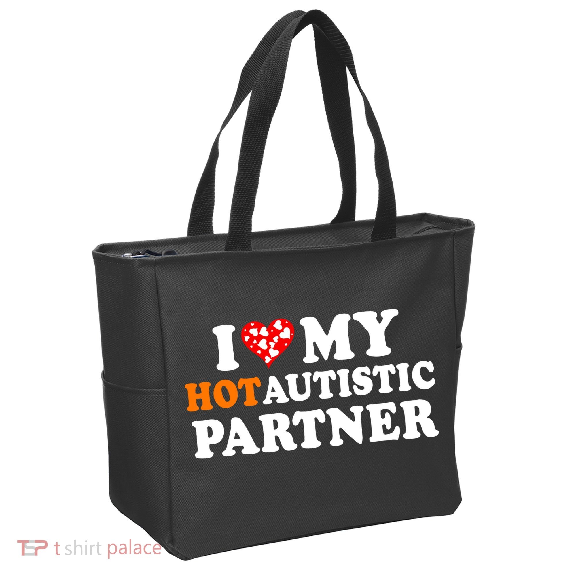 I Love My Hot Autistic Partner Cute Valentines Day Tote Bag