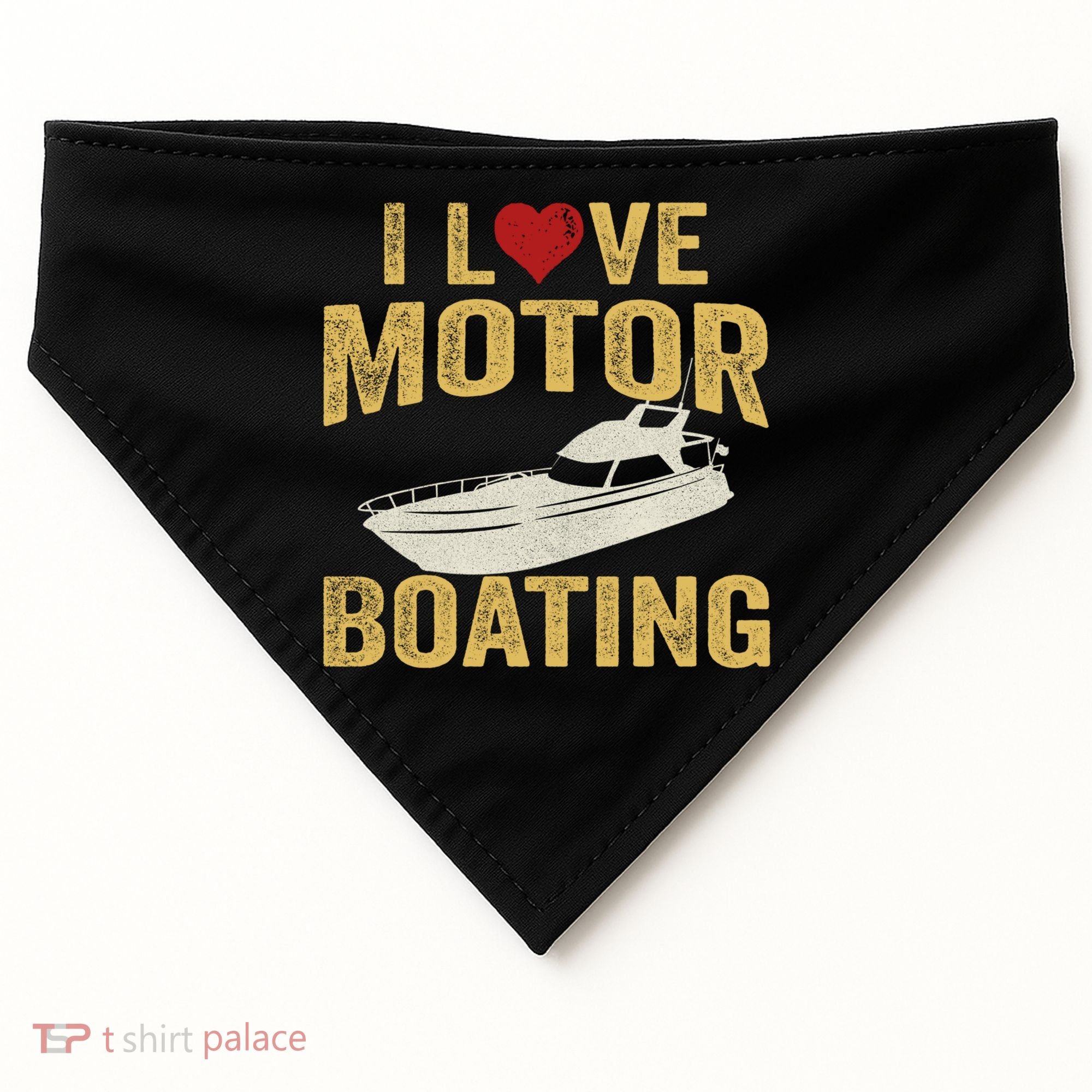 I Love Motor Boating Funny Boater Funny Gift USA-Made Doggie Bandana
