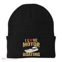 I Love Motor Boating Funny Boater Funny Gift Beanie thumb 0
