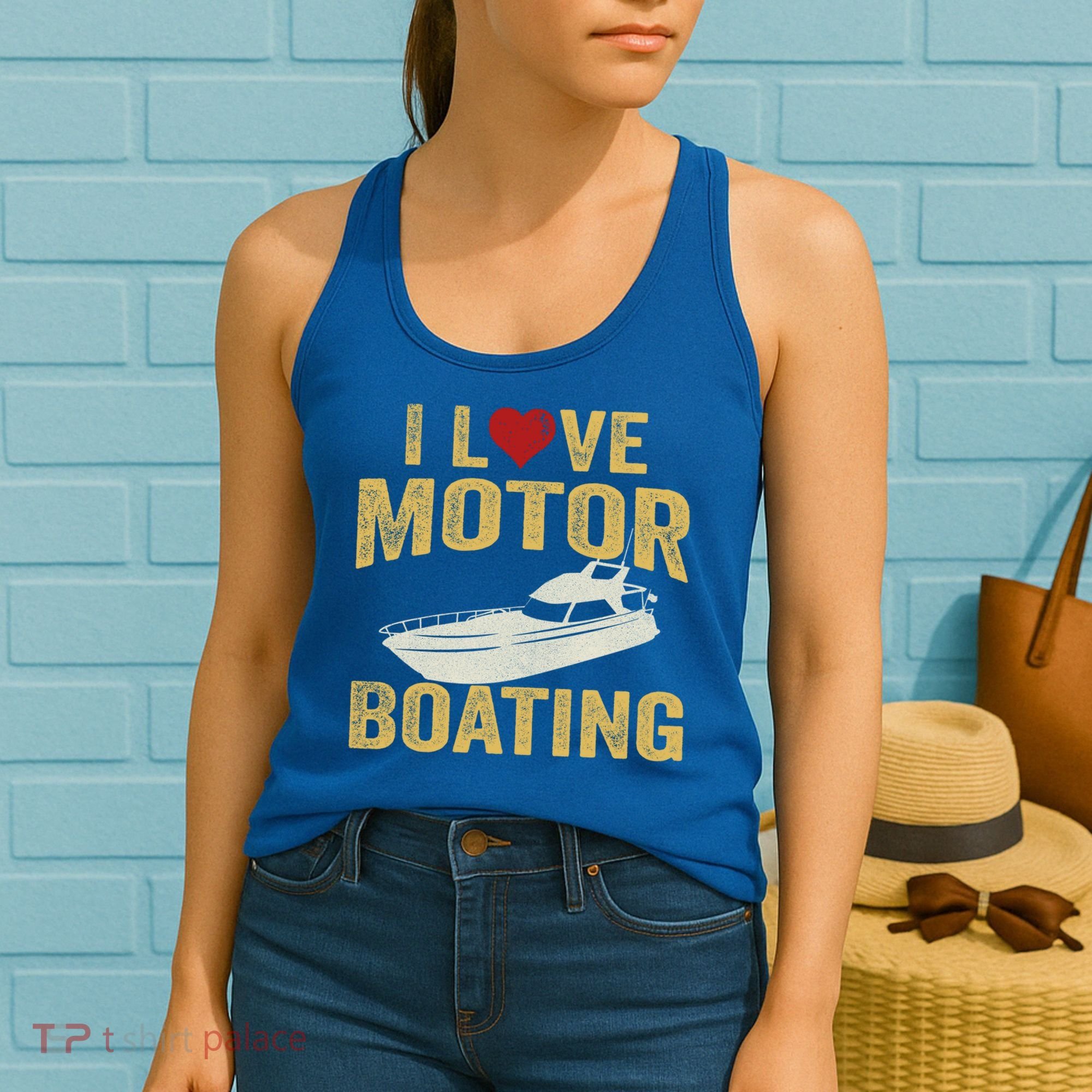 I Love Motor Boating Funny Boater Funny Gift Women's Tank Top