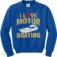I Love Motor Boating Funny Boater Funny Gift Kids Sweatshirt thumb 0