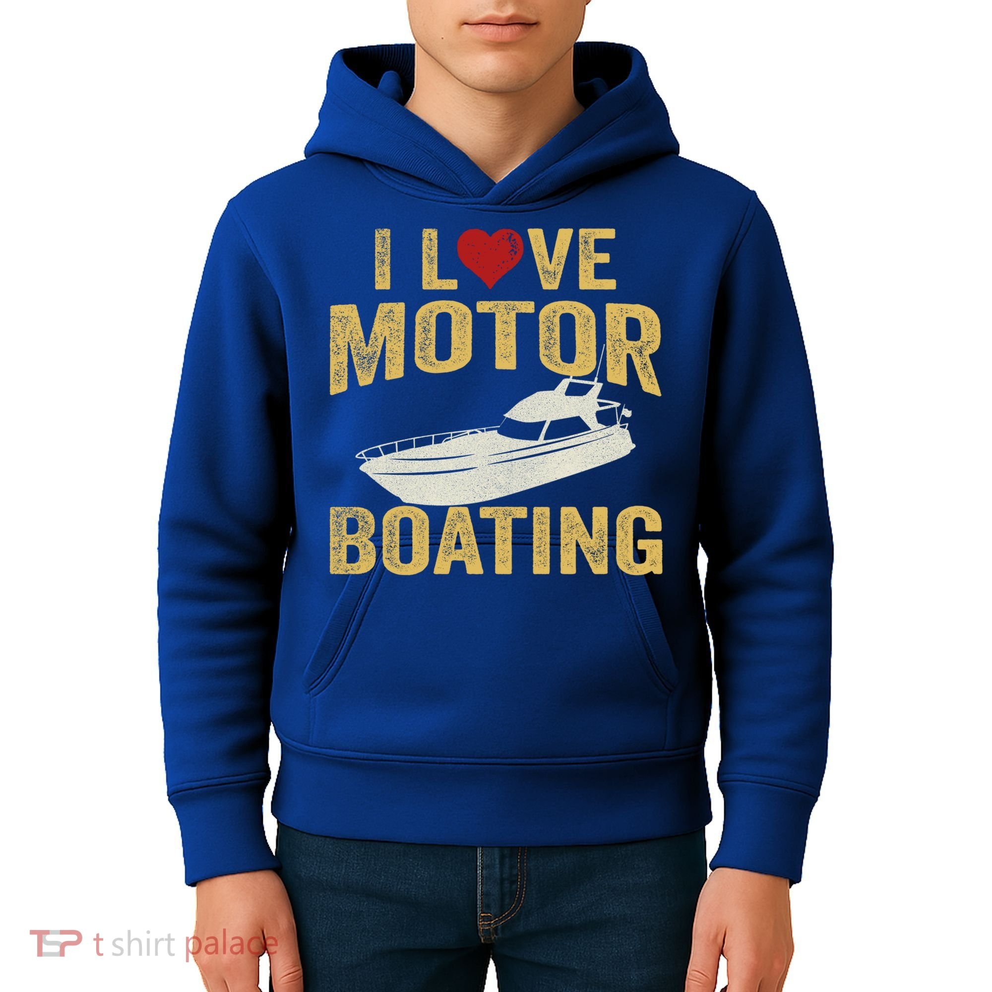 I Love Motor Boating Funny Boater Funny Gift Kids Hoodie