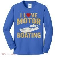 I Love Motor Boating Funny Boater Funny Gift Kids Long Sleeve Shirt thumb 0