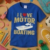 I Love Motor Boating Funny Boater Funny Gift Kids T-Shirt thumb 3