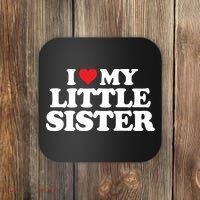 I Love My Little Sister Heart Funny Fun Gift Coaster thumb 0