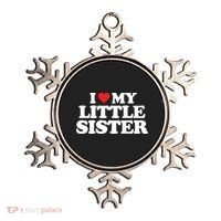 I Love My Little Sister Heart Funny Fun Gift Ornament thumb 0