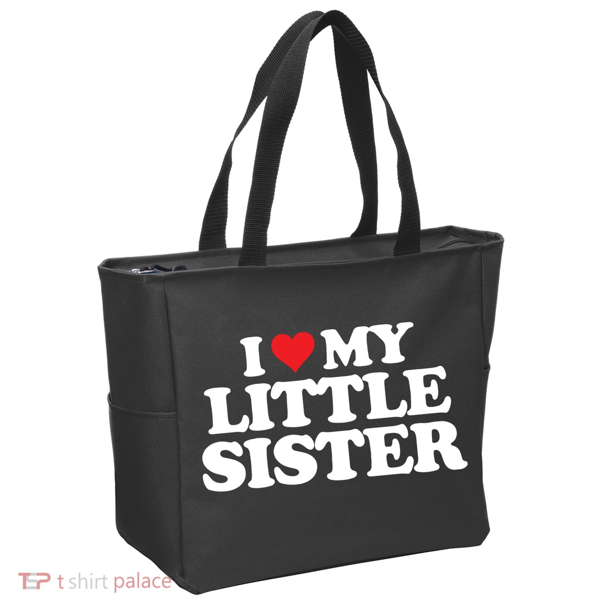 I Love My Little Sister Heart Funny Fun Gift Tote Bag