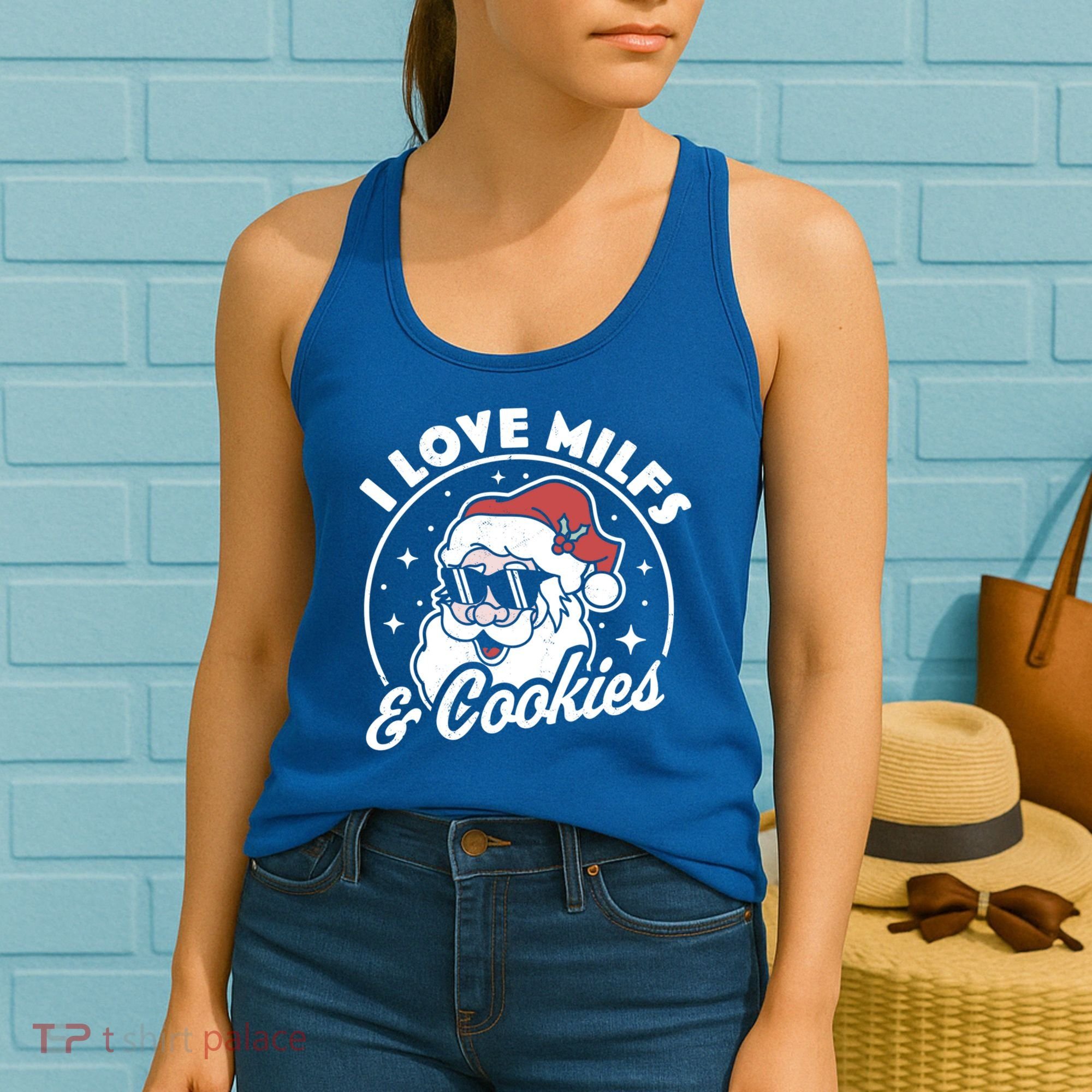I Love Milfs And Cookies Naughty Santa Claus Christmas Gift Women's Tank Top