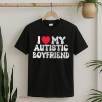 I Love My Autistic Boyfriend I Heart My Autistic Boyfriend T-Shirt thumb 2