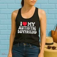 I Love My Autistic Boyfriend I Heart My Autistic Boyfriend Women's Tank Top thumb 2