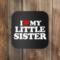 I Love My Little Sister Heart Funny Fun Gift Tee Coaster thumb 0