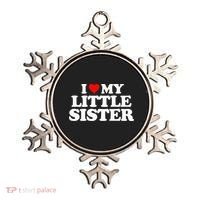I Love My Little Sister Heart Funny Fun Gift Tee Ornament thumb 0