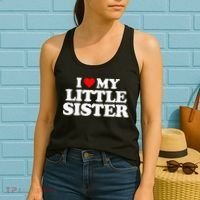 I Love My Little Sister Heart Funny Fun Gift Tee Women's Tank Top thumb 2