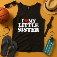 I Love My Little Sister Heart Funny Fun Gift Tee Tank Top thumb 4