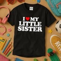 I Love My Little Sister Heart Funny Fun Gift Tee Kids T-Shirt thumb 3