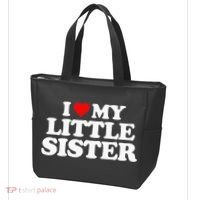 I Love My Little Sister Heart Funny Fun Gift Tee Tote Bag thumb 3