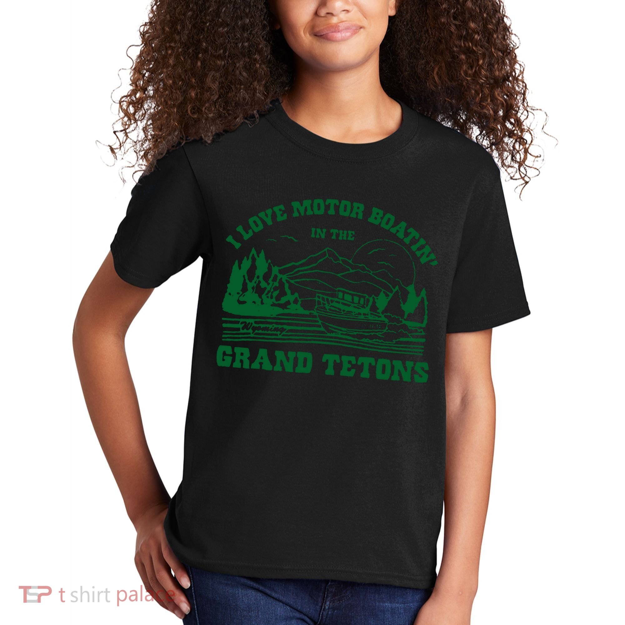 I Love Motor Boating In The Grand Tetons Kids T-Shirt