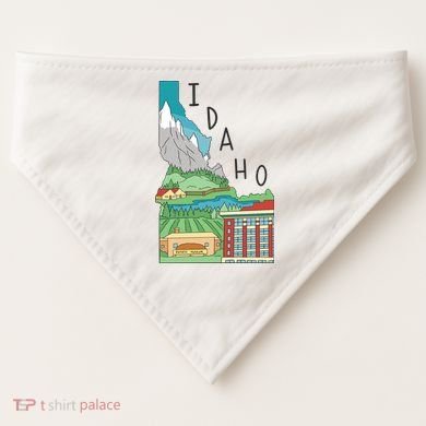 Idaho Landscape Map USA-Made Doggie Bandana