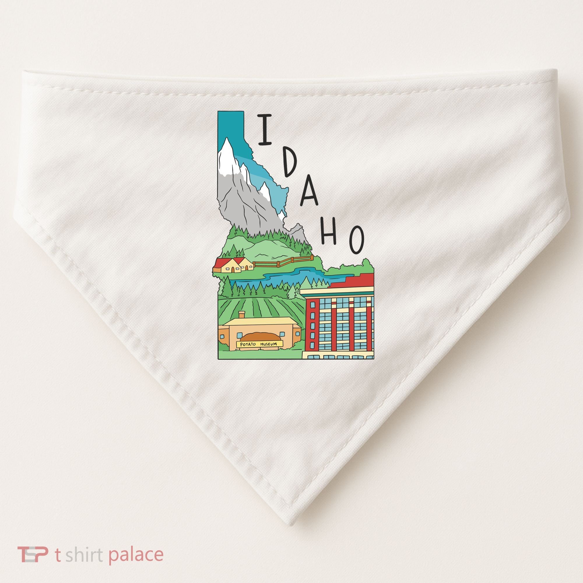 Idaho Landscape Map USA-Made Doggie Bandana