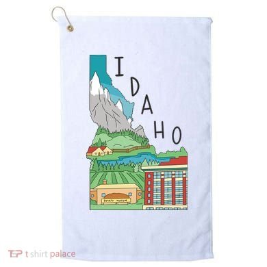 Idaho Landscape Map Golf Towel