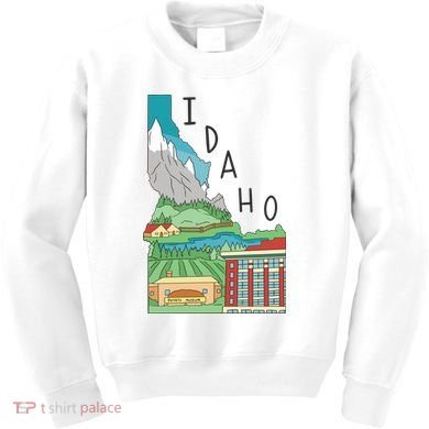 Idaho Landscape Map Kids Sweatshirt