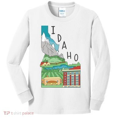 Idaho Landscape Map Kids Long Sleeve Shirt