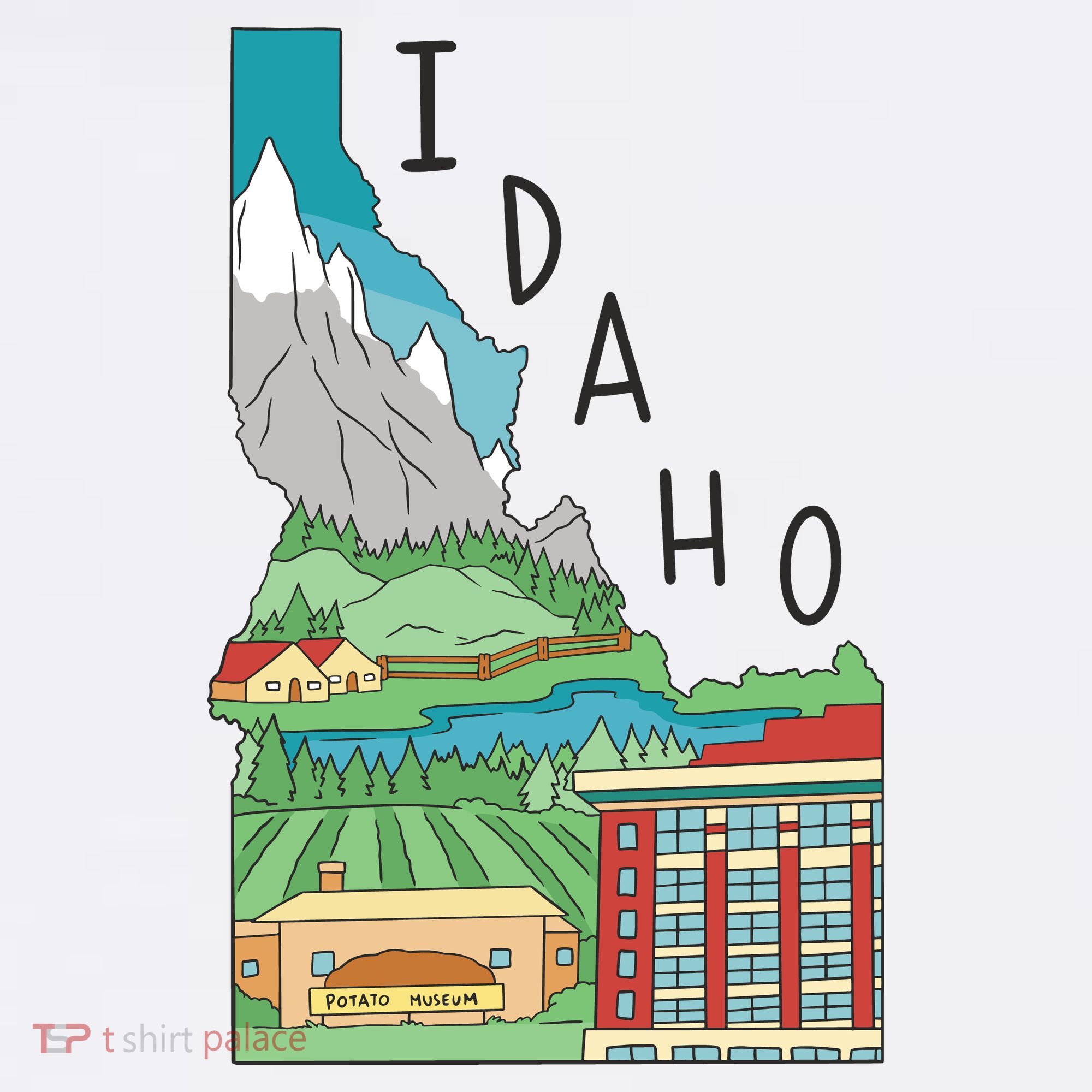 Idaho Landscape Map Kids T-Shirt