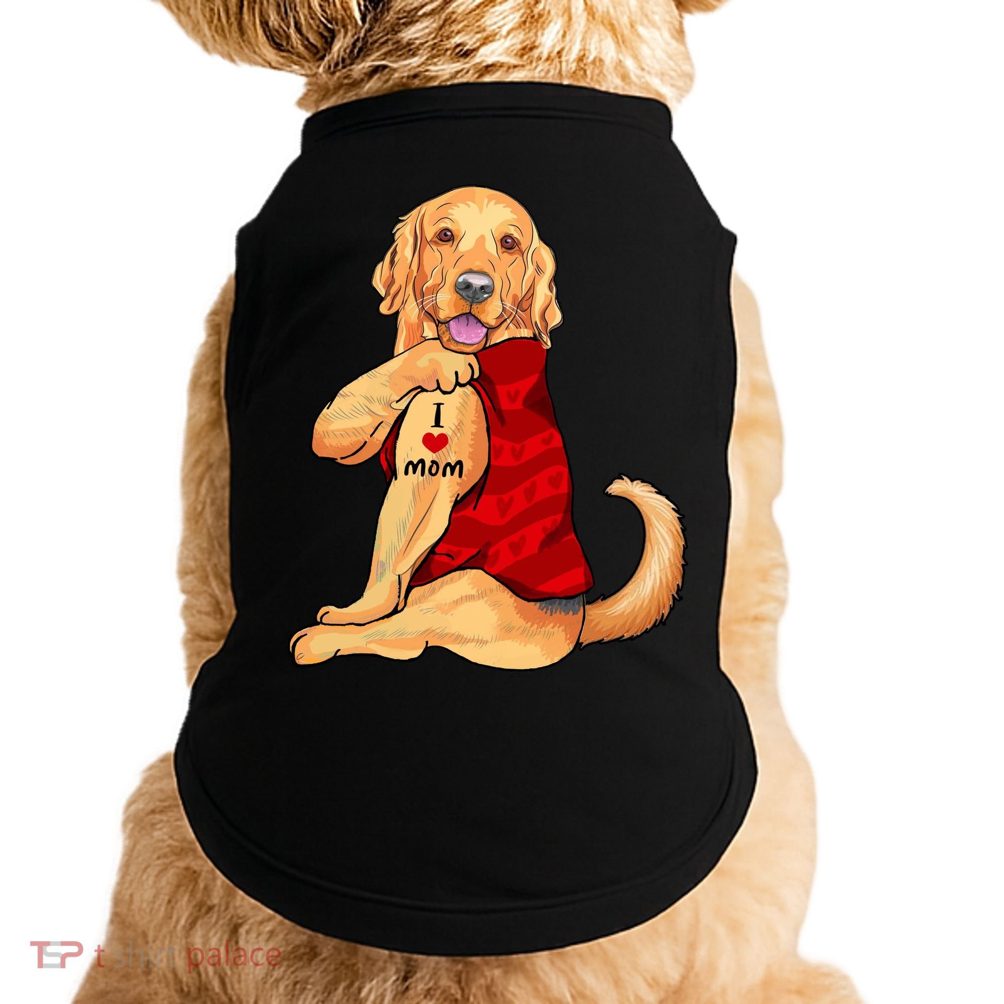 I Love Mom Funny Golden Retriever Doggie Tank