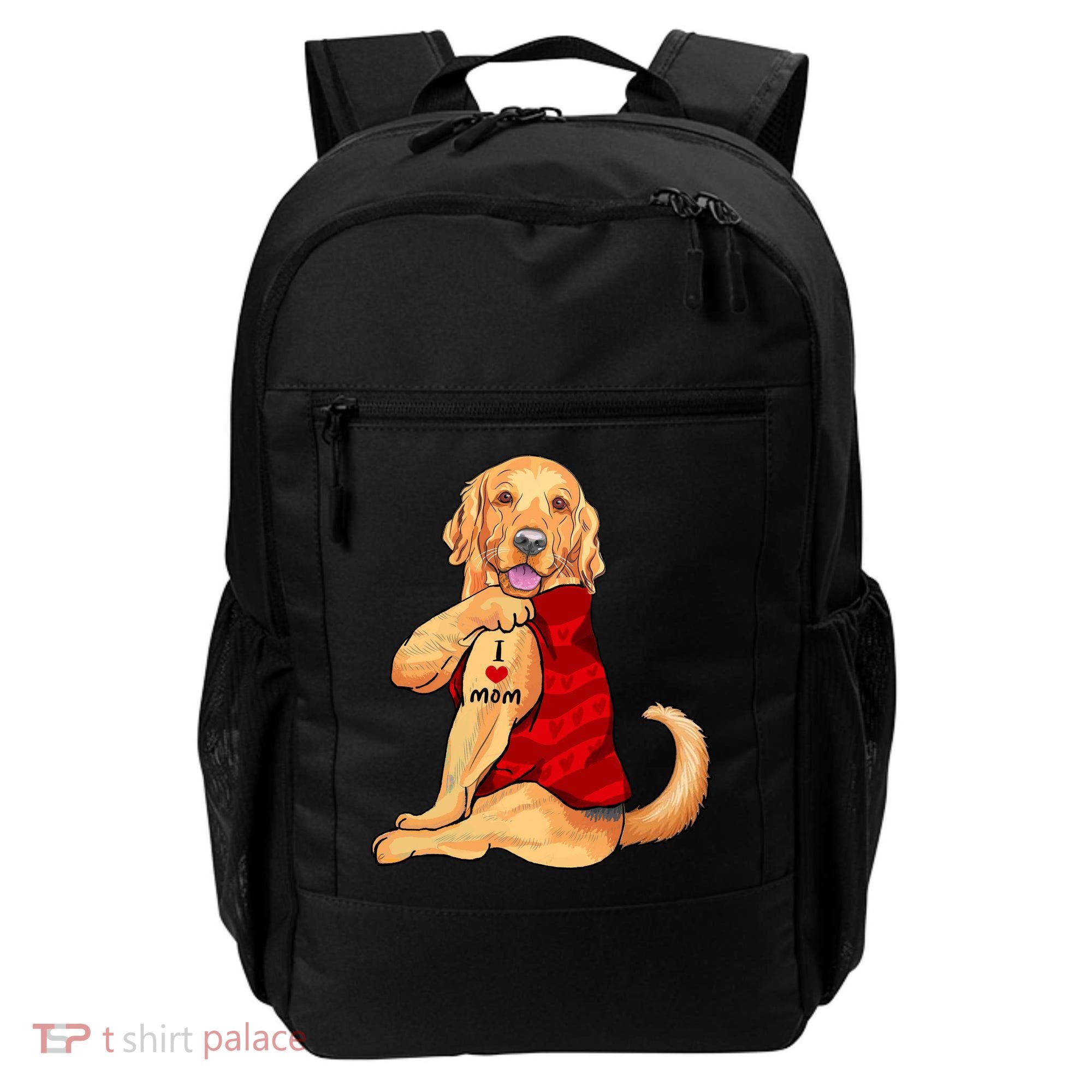 I Love Mom Funny Golden Retriever Backpack