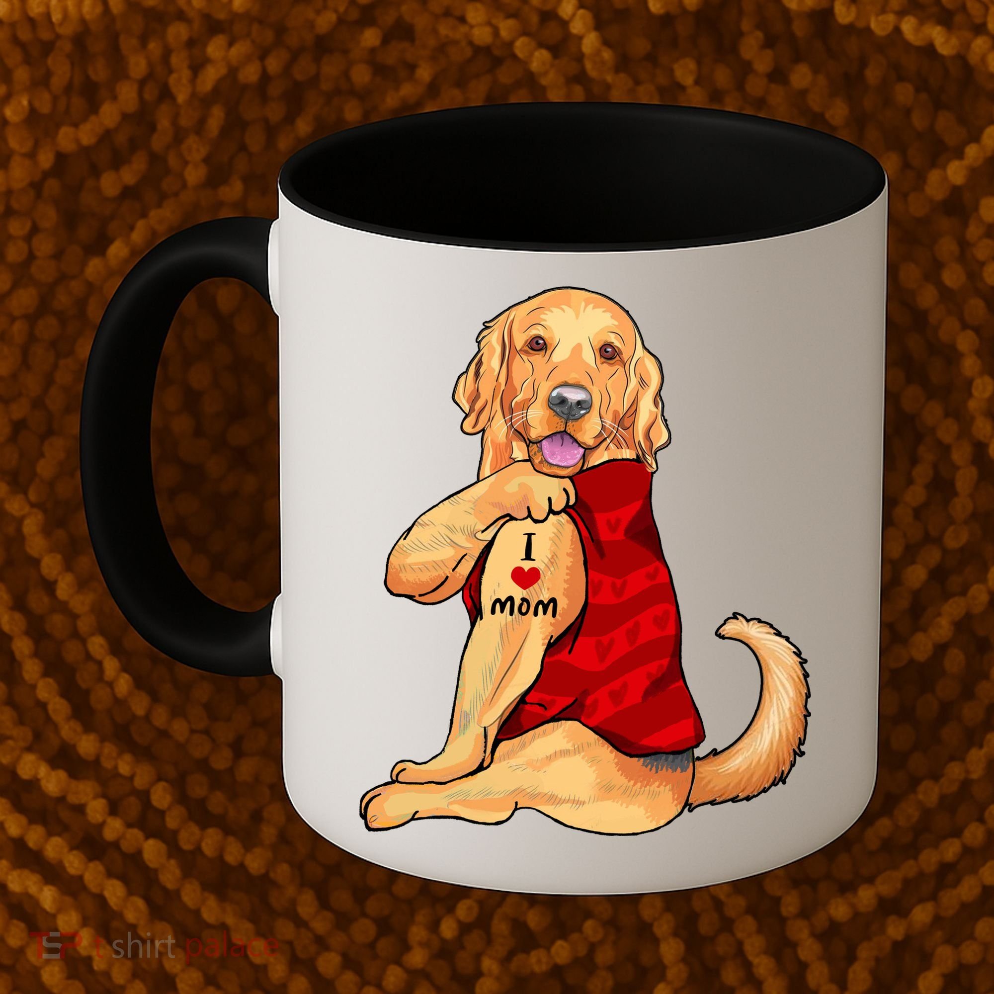I Love Mom Funny Golden Retriever Coffee Mug