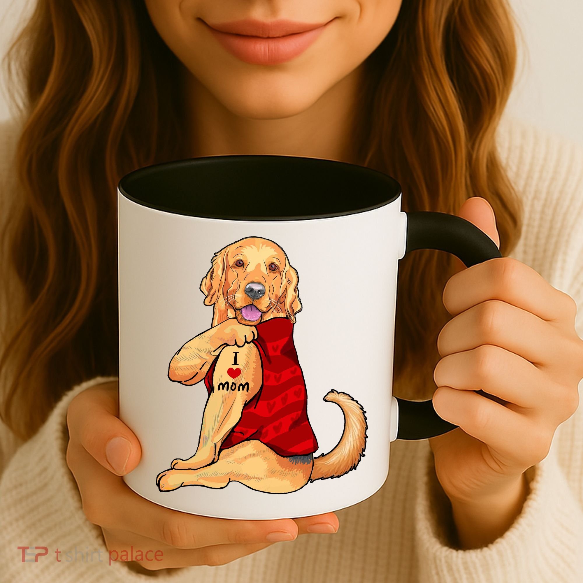 I Love Mom Funny Golden Retriever Coffee Mug