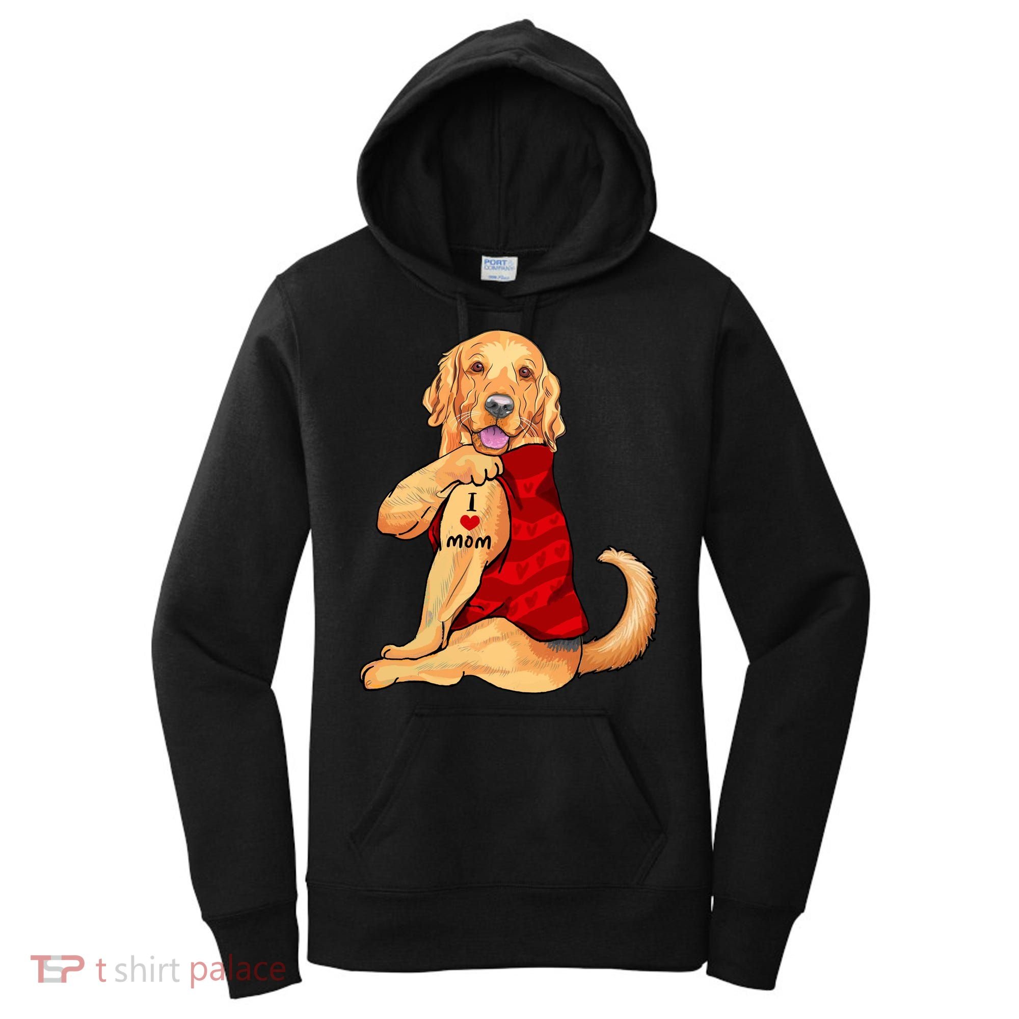 I Love Mom Funny Golden Retriever Women's Hoodie