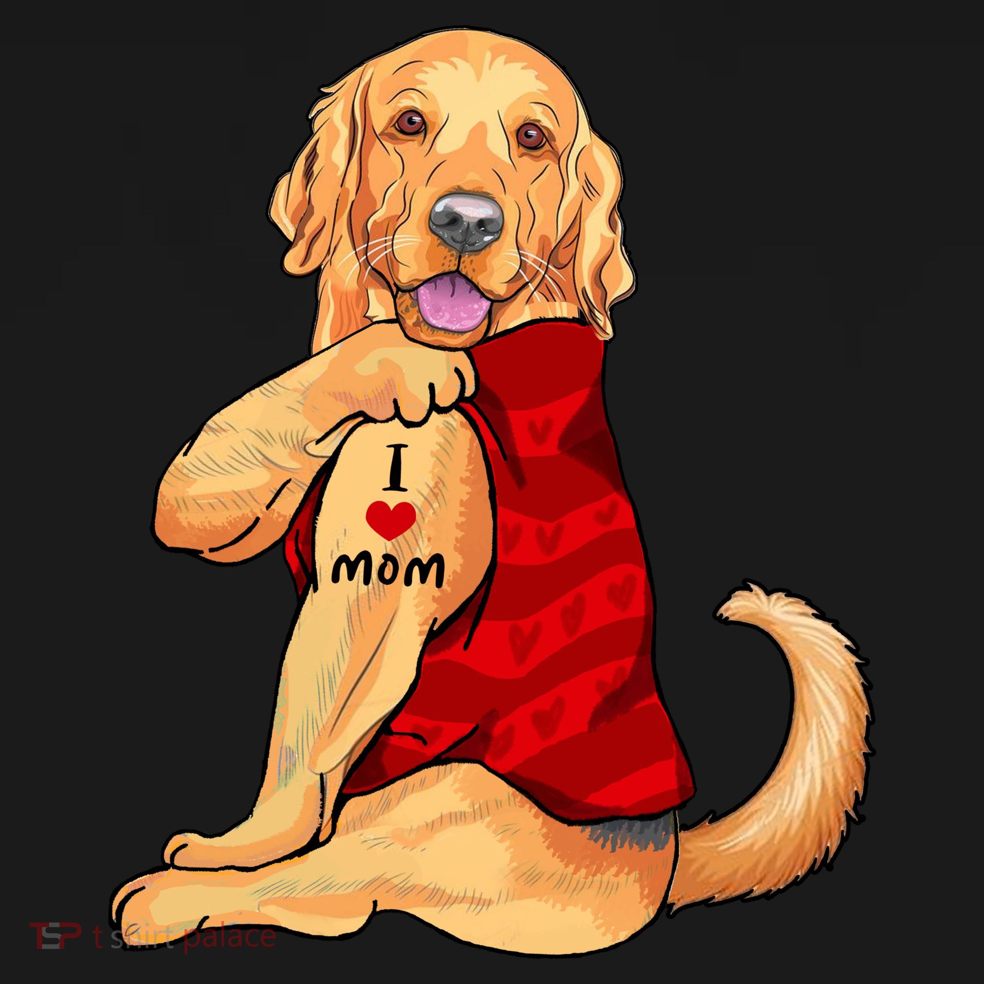 I Love Mom Funny Golden Retriever Women's Hoodie