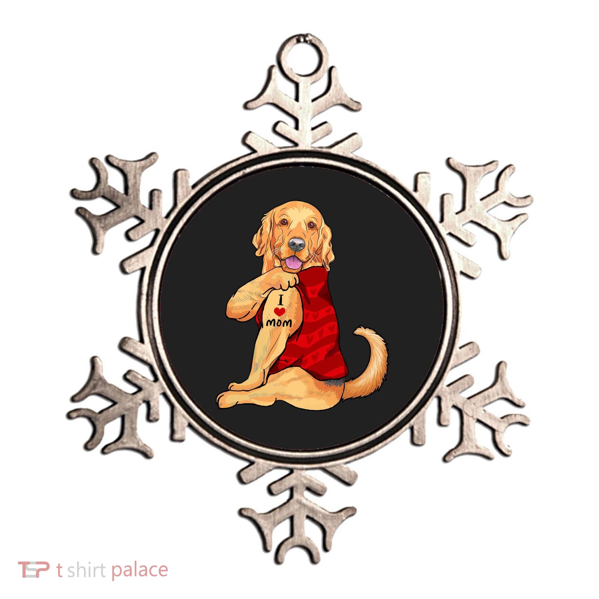 I Love Mom Funny Golden Retriever Ornament