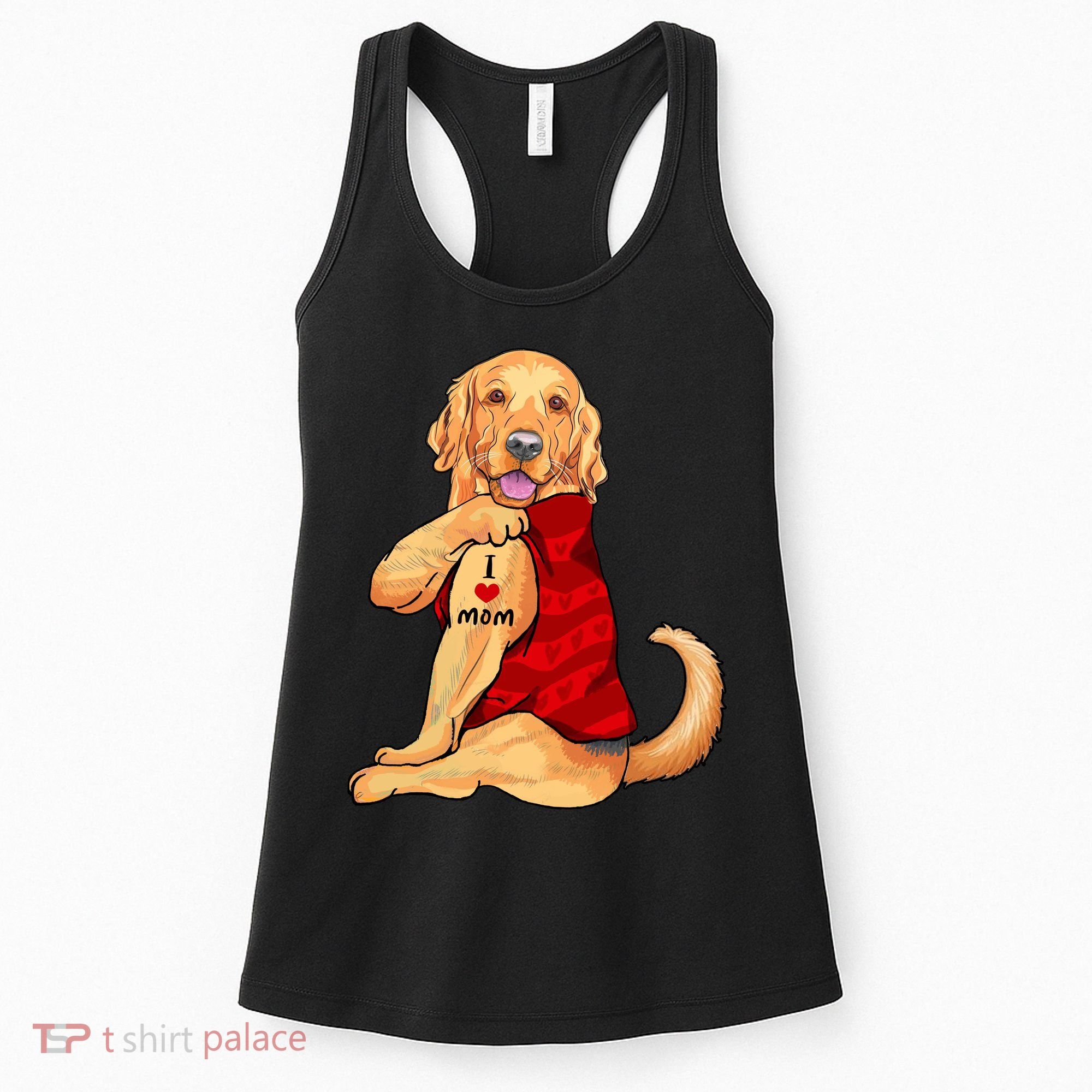 I Love Mom Funny Golden Retriever Women's Tank Top