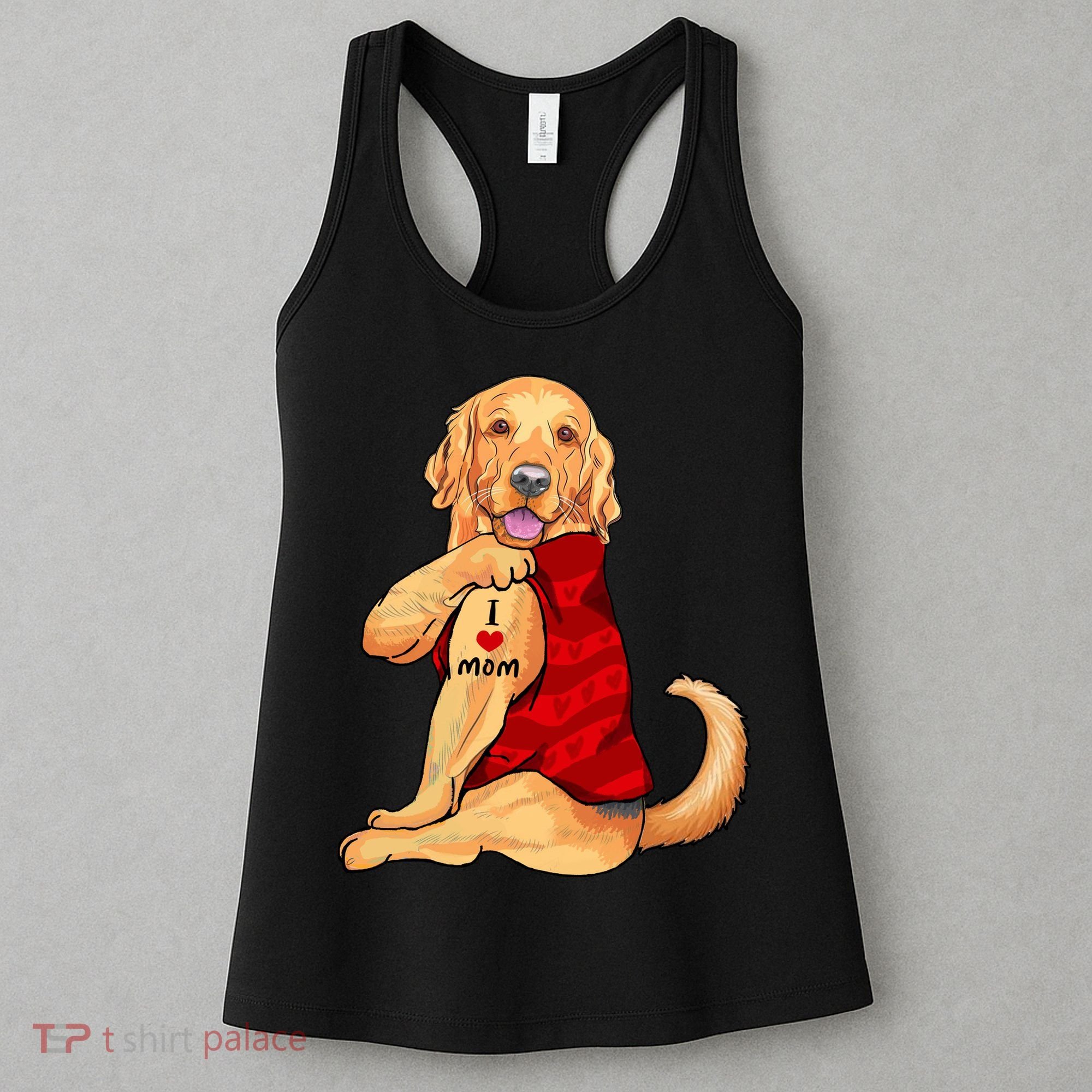 I Love Mom Funny Golden Retriever Women's Tank Top