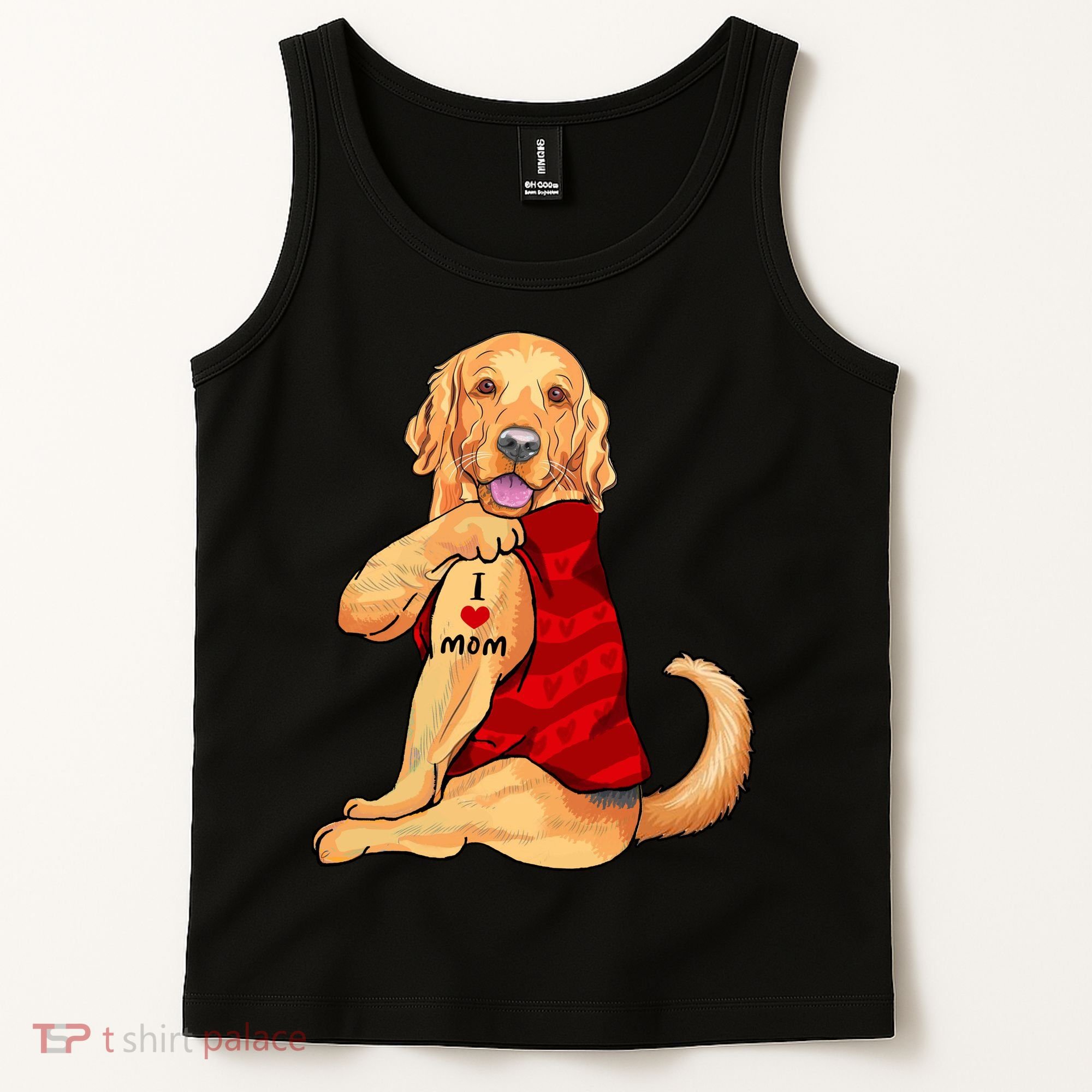 I Love Mom Funny Golden Retriever Tank Top