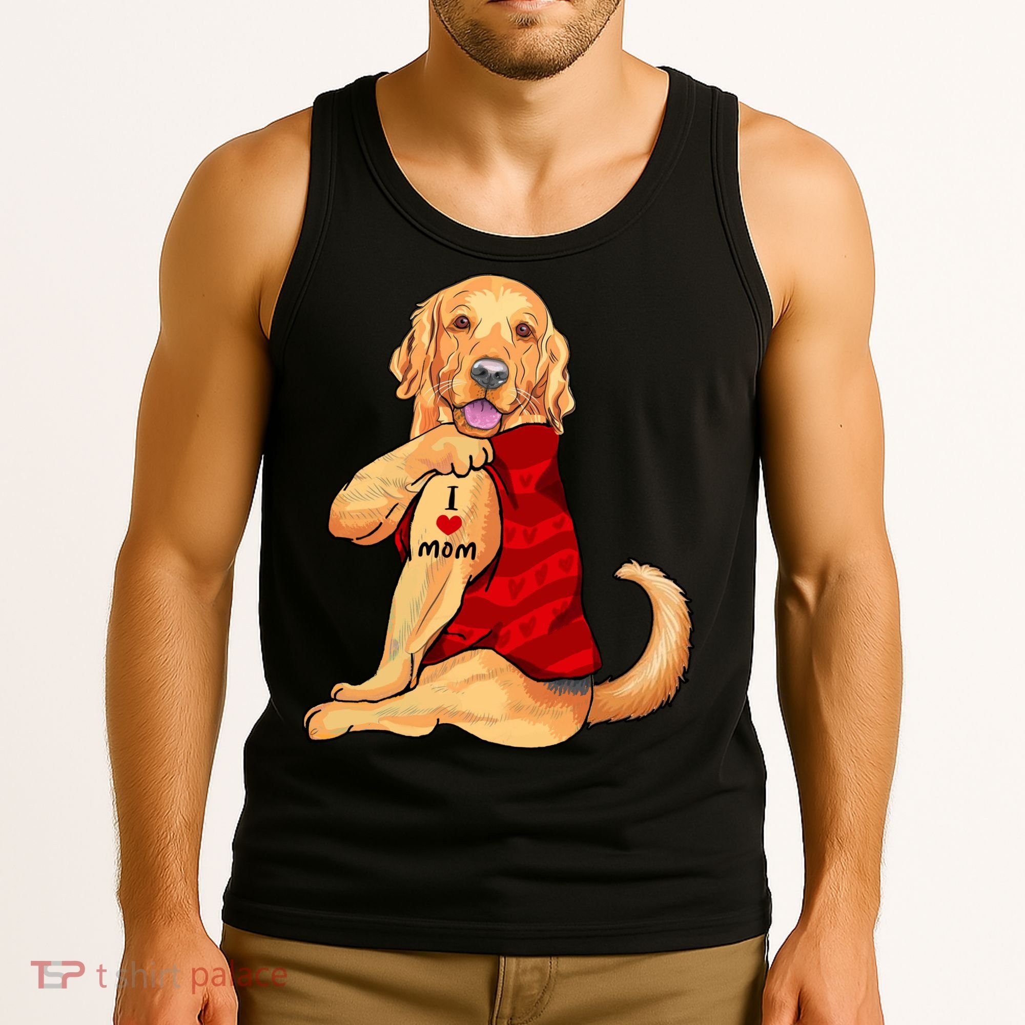 I Love Mom Funny Golden Retriever Tank Top