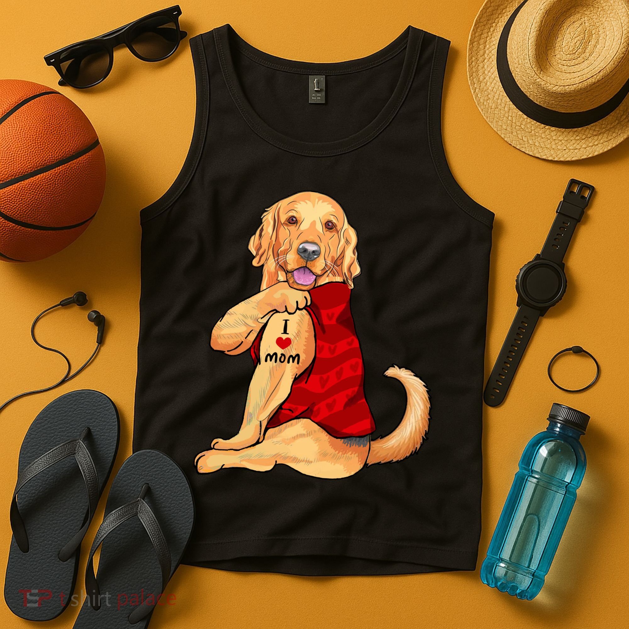 I Love Mom Funny Golden Retriever Tank Top