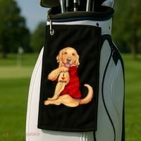 I Love Mom Funny Golden Retriever Golf Towel thumb 2