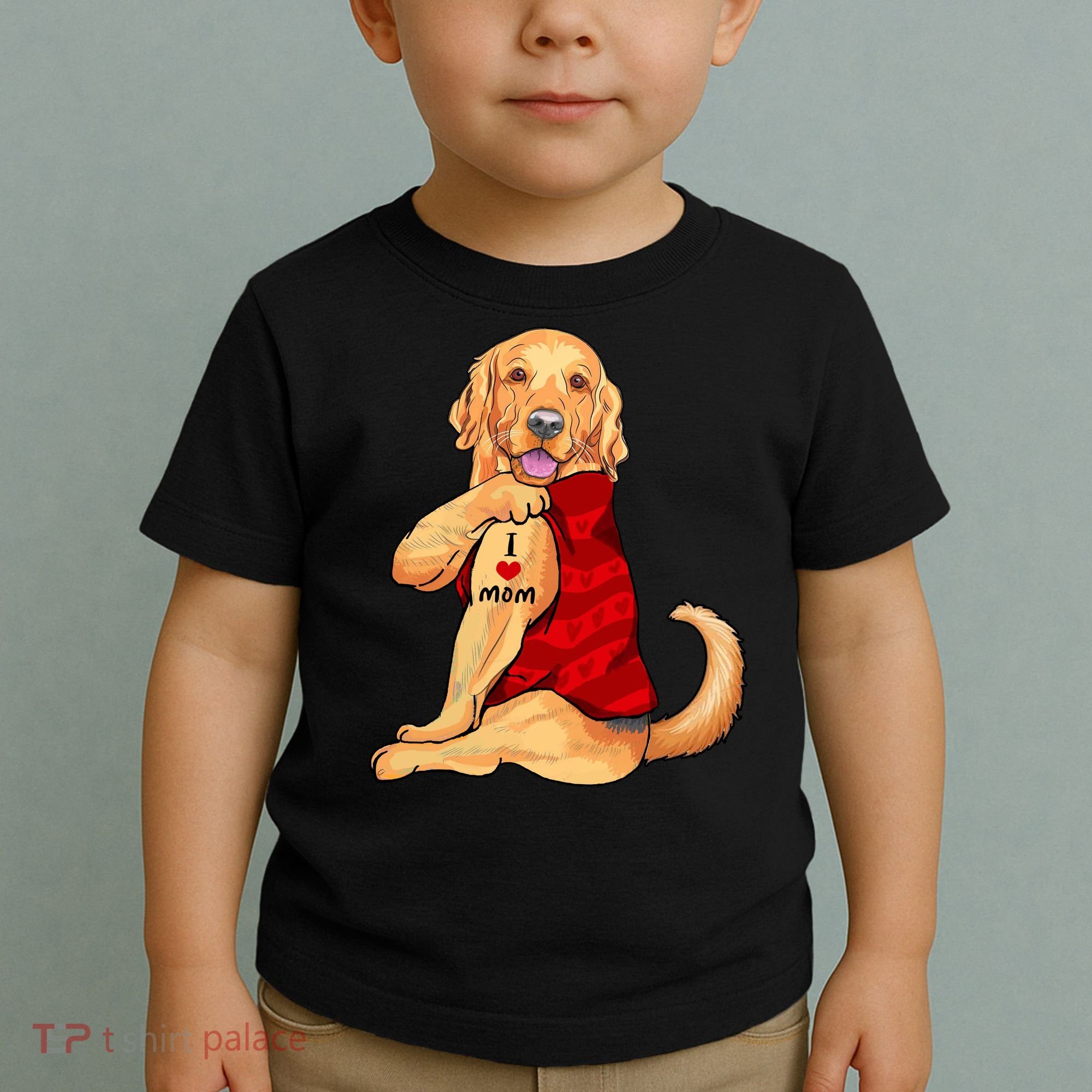 I Love Mom Funny Golden Retriever Toddler T-Shirt